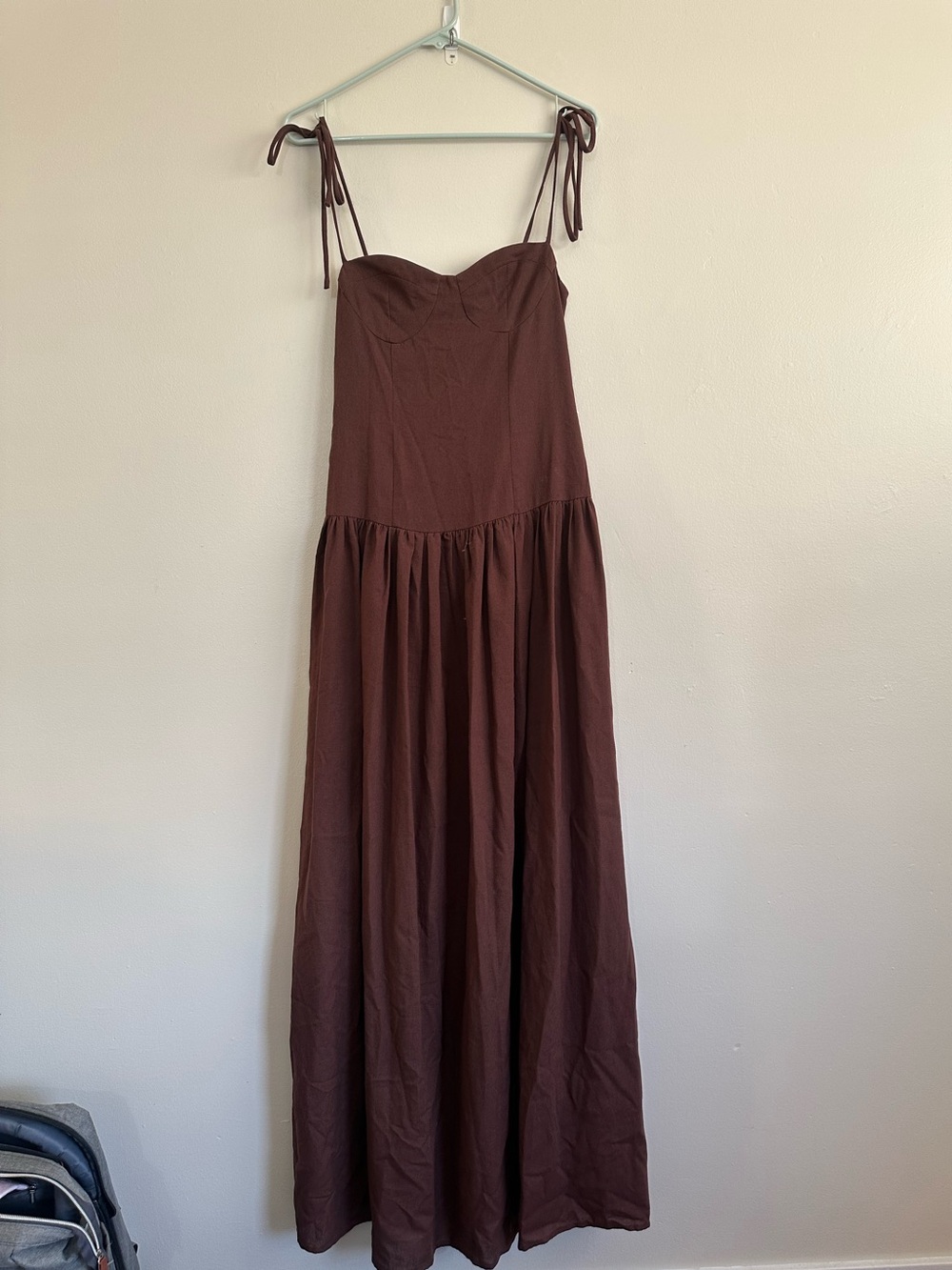 NWOT Peppermayo Giovanna Linen Maxi Dress - Chocolate Drizzle Size S - Picture 4 of 11